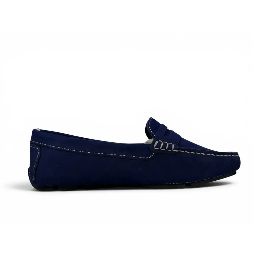 Massimo Matteo Penny Driver Loafer Womens 9 Blue Nubuck Leather Moccasin Slip On
